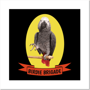 Birdie Brigade Congo African Grey Parrot Posters and Art